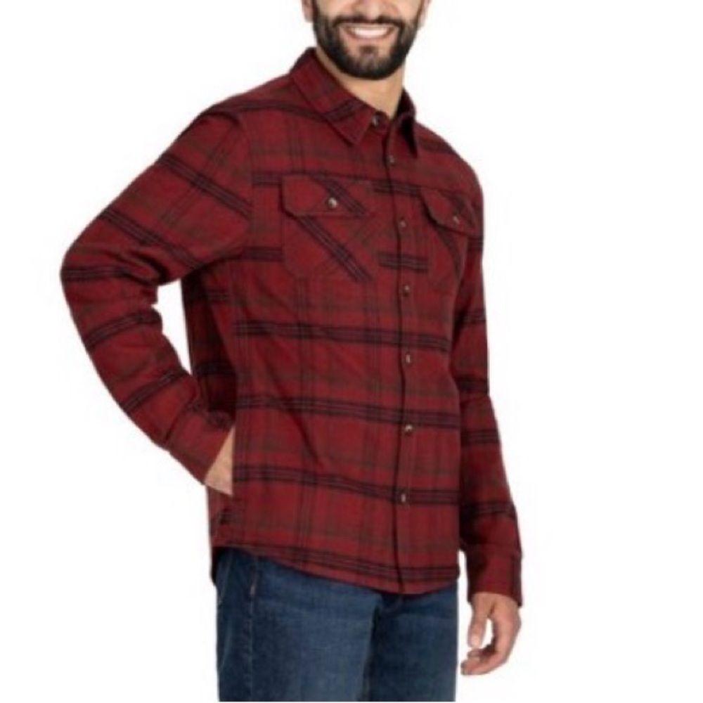 Colorado Clothing Red Plaid Button-Up Heavyweight Flannel Shacket Shirt SZ M
